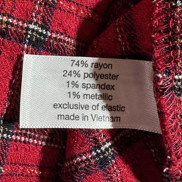 Lane Bryant Top Size 20 Red Gold Plaid Shimmer Sparkle Gauzy Blouse NWT - Picture 6 of 11